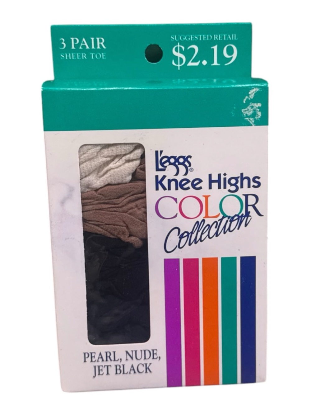 L’eggs Vintage Knee Highs Color Collection 3 Pair Sheer Toe Pearl Nude Black